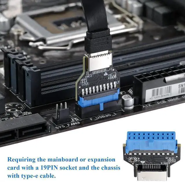Alt view image 2 of 7 - WRIARICH USB3.0 19Pin Header to Type-E A-Key Front Panel Adapter, Convert Mainboard Header to Chassis Type-C Port