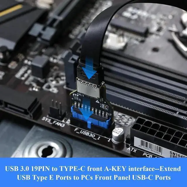 Alt view image 4 of 7 - WRIARICH USB3.0 19Pin Header to Type-E A-Key Front Panel Adapter, Convert Mainboard Header to Chassis Type-C Port