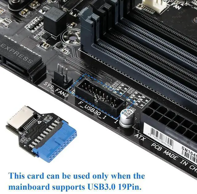 Alt view image 3 of 7 - WRIARICH USB3.0 19Pin Header to Type-E A-Key Front Panel Adapter, Convert Mainboard Header to Chassis Type-C Port