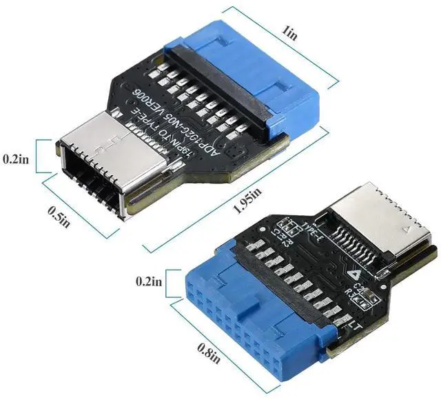 Alt view image 6 of 7 - WRIARICH USB3.0 19Pin Header to Type-E A-Key Front Panel Adapter, Convert Mainboard Header to Chassis Type-C Port
