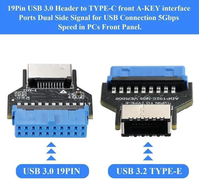 Alt view image 7 of 7 - WRIARICH USB3.0 19Pin Header to Type-E A-Key Front Panel Adapter, Convert Mainboard Header to Chassis Type-C Port