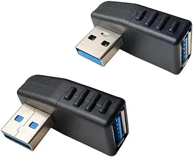 Alt view image 3 of 4 - WRIARICH 90 Degree Left & Right Angle USB 3.0 Male to Female Extension Adapter