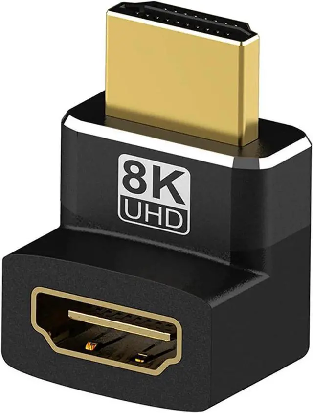 Alt view image 2 of 7 - WRIARICH 2-Pack HDMI 2.1 Right Angle Adapters (90° + 270°), Male to Female Gender Changer Supports 8K@60Hz, 4K@120Hz, HDR & eARC for HDTV, Laptops, PS4, PS5, Xbox