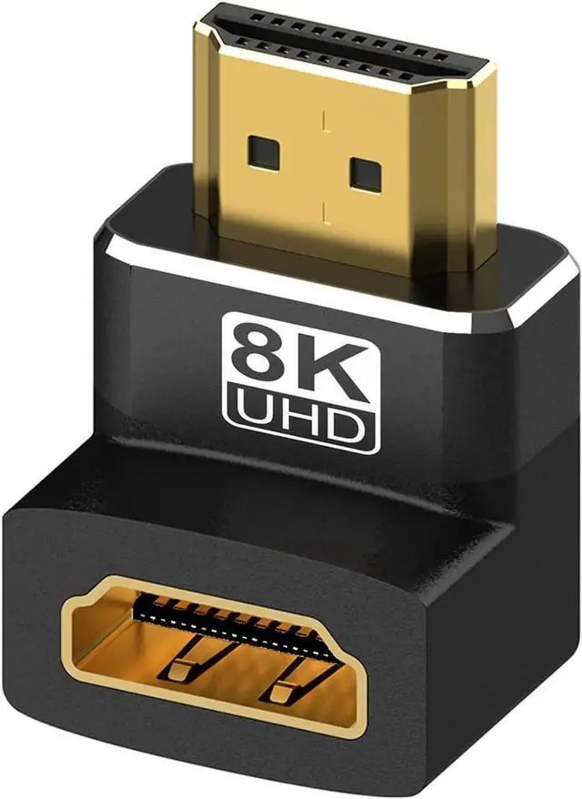 Alt view image 3 of 7 - WRIARICH 2-Pack HDMI 2.1 Right Angle Adapters (90° + 270°), Male to Female Gender Changer Supports 8K@60Hz, 4K@120Hz, HDR & eARC for HDTV, Laptops, PS4, PS5, Xbox
