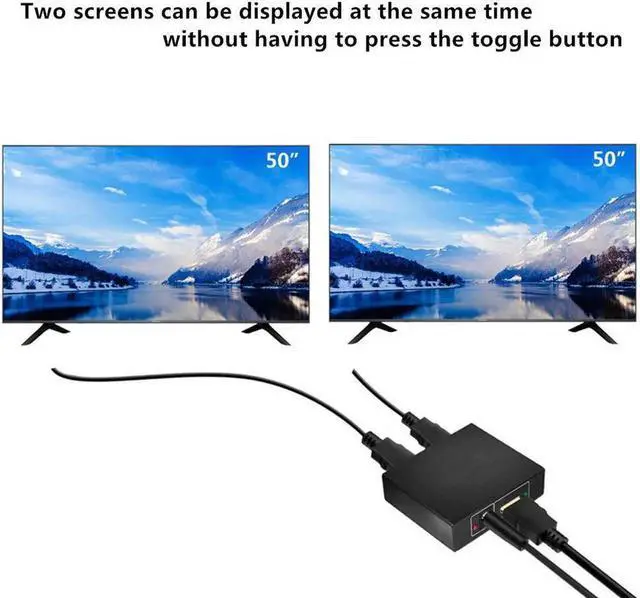 Alt view image 3 of 5 - WRIARICH 1 in 2 Out HDMI Splitter, Male to Dual Female HDMI Adapter Support 4K Ultra HD 3D, Duplicate Single Source to Two HDTV Displays