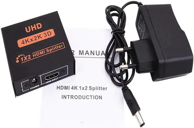 Alt view image 5 of 5 - WRIARICH 1 in 2 Out HDMI Splitter, Male to Dual Female HDMI Adapter Support 4K Ultra HD 3D, Duplicate Single Source to Two HDTV Displays