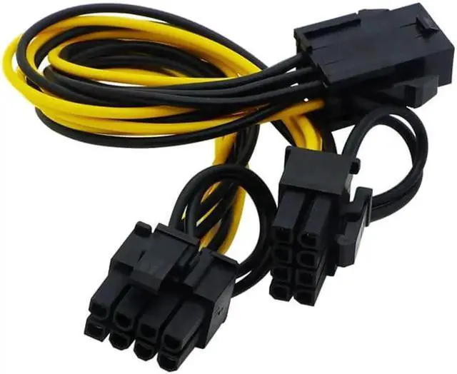 Alt view image 2 of 5 - WRIARICH 20CM 18AWG CPU 8Pin to Dual PCIe 8Pin (6+2) Y-Splitter Power Cable for GPU & Mining Rig