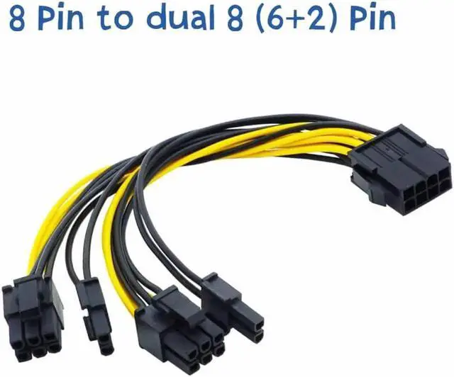 Main image of WRIARICH 20CM 18AWG CPU 8Pin to Dual PCIe 8Pin (6+2) Y-Splitter Power Cable for GPU & Mining Rig