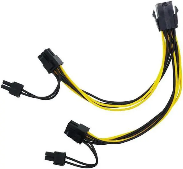 Alt view image 5 of 5 - WRIARICH 20CM 18AWG CPU 8Pin to Dual PCIe 8Pin (6+2) Y-Splitter Power Cable for GPU & Mining Rig