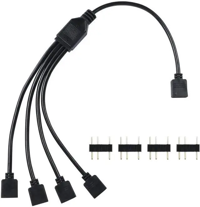 Main image of WRIARICH 5V 3Pin ARGB 1 to 4 Splitter Cable, Addressable RGB Hub Extension Cord for PC Case Fans & CPU Coolers