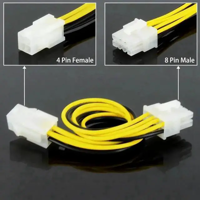 Alt view image 6 of 6 - WRIARICH ATX 4 Pin Female to 8 Pin Male EPS Power Adapter Cable, Motherboard CPU Power Extension Cord