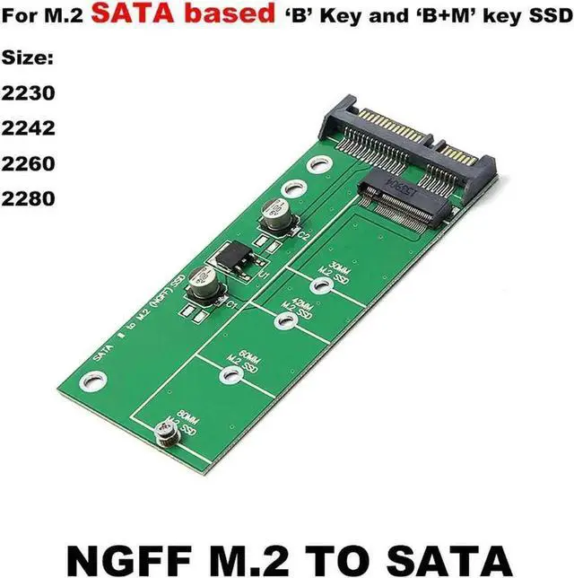 Alt view image 2 of 5 - WRIARICH M.2 NGFF SATA to 2.5" SATA Adapter Card, B/B+M Key, 6Gbps SATA III, Fits 2230-2280 SSD
