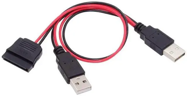 Main image of WRIARICH SATA 15Pin 1 to 2 USB 2.0 Power Cable, 5V 2A Auxiliary Power Cord for 2.5" SATA HDD SSD