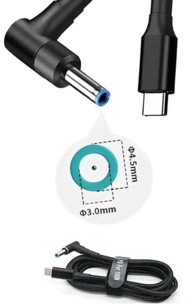 Alt view image 4 of 6 - WRIARICH 100W PD USB-C to DC 4.5×3.0mm Laptop Charging Converter Cable, Type-C PD to DC Power Adapter Cord