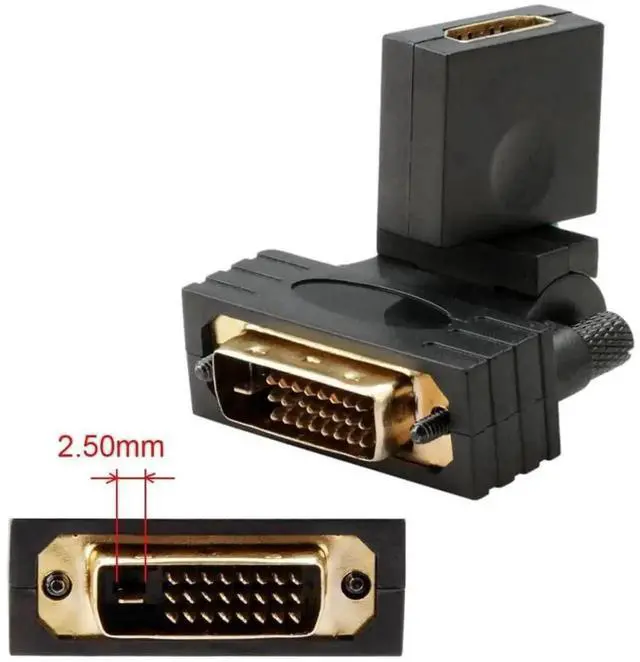 Alt view image 4 of 7 - WRIARICH 180°&360° Rotatable HDMI Female to DVI Male Adapter, Gold-Plated Bidirectional HDMI DVI Converter for TV Monitor Computer