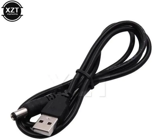 Main image of WRIARICH 1M Black USB to 5.5x2.1mm DC Barrel Jack Power Cable, 5V DC Charging Cord for Small Electronic Devices