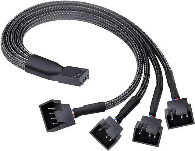 Alt view image 2 of 6 - WRIARICH 10 Inches Braided Sleeved 1-to-4 PWM 4-Pin Fan Splitter Y Cable, Motherboard Fan Header 1 to 4 Power Adapter for CPU & PC Chassis Cooling Fans