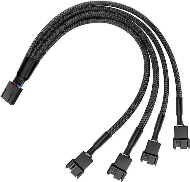 Main image of WRIARICH 10 Inches Braided Sleeved 1-to-4 PWM 4-Pin Fan Splitter Y Cable, Motherboard Fan Header 1 to 4 Power Adapter for CPU & PC Chassis Cooling Fans