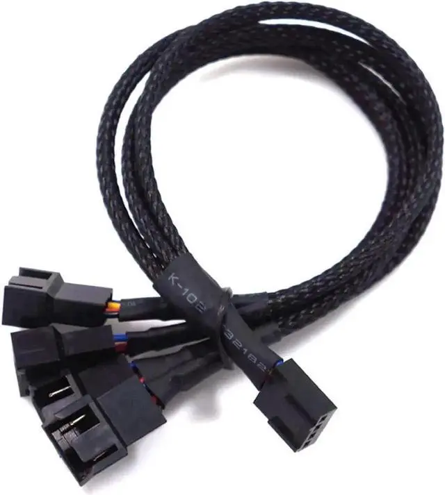Alt view image 5 of 6 - WRIARICH 10 Inches Braided Sleeved 1-to-4 PWM 4-Pin Fan Splitter Y Cable, Motherboard Fan Header 1 to 4 Power Adapter for CPU & PC Chassis Cooling Fans