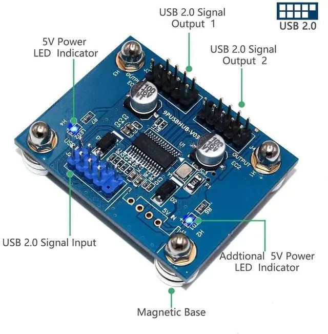 Alt view image 4 of 7 - WRIARICH 30CM 180-Degree USB2.0 9Pin Motherboard Header 1-to-2 Y Splitter Cable | Single Male Header to Dual USB2.0 Male Internal Expansion Cord