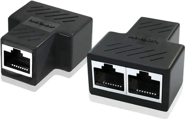 Main image of WRIARICH 2 Pack 1 to 2 RJ45 Ethernet Splitter Adapter, Dual Port LAN Network Splitter Compatible with Cat5/Cat5e/Cat6/Cat7 Network Cables