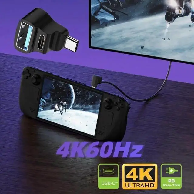 Alt view image 3 of 7 - WRIARICH 90° Angled USB3.0 Type-C Male Splitter Adapter, 10Gbps, Dual USB-A OTG + Type-C PD Pass-Through Port, Compatible with Steam Deck & Laptops