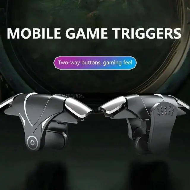Alt view image 2 of 4 - WRIARICH 1 Pair 4 Finger Mobile Gaming Triggers for PUBG, Aim Shoot Joystick Buttons with Free Finger Sleeves, L1R1 Sensitive Gaming Controller for Android iOS Phone FPS Games