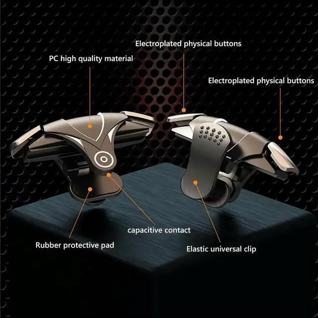 Alt view image 3 of 4 - WRIARICH 1 Pair 4 Finger Mobile Gaming Triggers for PUBG, Aim Shoot Joystick Buttons with Free Finger Sleeves, L1R1 Sensitive Gaming Controller for Android iOS Phone FPS Games