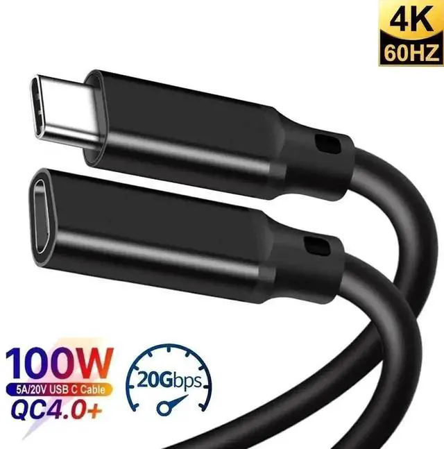 Alt view image 5 of 7 - WRIARICH 3.3FT USB-C Extension Cable, USB 3.2 Gen 2x2 20Gbps Male to Female Cord, 5A PD 240W Fast Charging & 4K@60Hz Video Cable for MacBook, iPad Pro, iPhone 15/16, SSD, Switch - Black