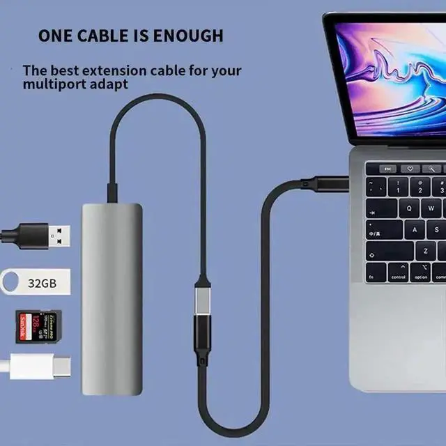 Alt view image 3 of 7 - WRIARICH 3.3FT USB-C Extension Cable, USB 3.2 Gen 2x2 20Gbps Male to Female Cord, 5A PD 240W Fast Charging & 4K@60Hz Video Cable for MacBook, iPad Pro, iPhone 15/16, SSD, Switch - Black