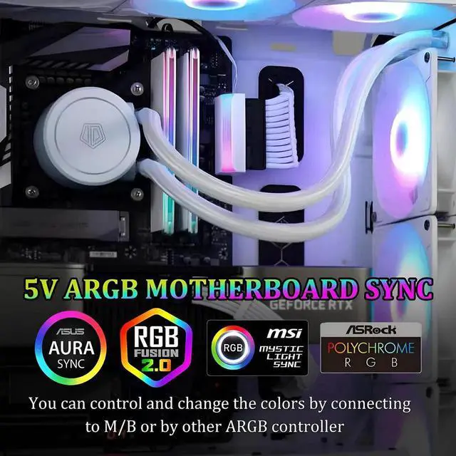 Alt view image 6 of 7 - WRIARICH White ATX 24Pin 90 Degree Power Adapter with 5V 3Pin ARGB, Male to Female Connector for Motherboard & PSU