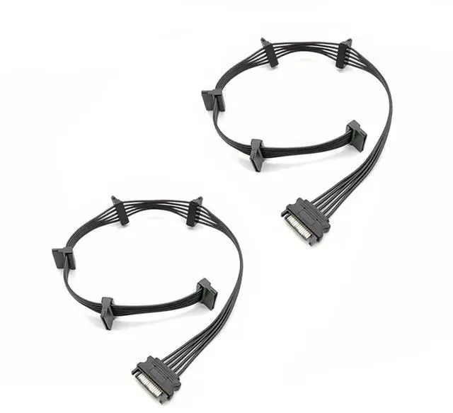 Main image of WRIARICH 2 Pack 21 Inches 15Pin SATA to 5-Port SATA Power Splitter Extension Cable for Storage Drives
