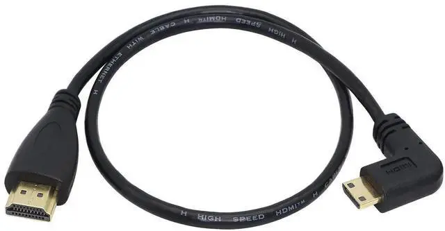 Main image of WRIARICH 50cm (19.6 Inch) Left Angle Mini HDMI Male to Standard HDMI Male High Speed Cable, Gold-Plated Contacts, Black