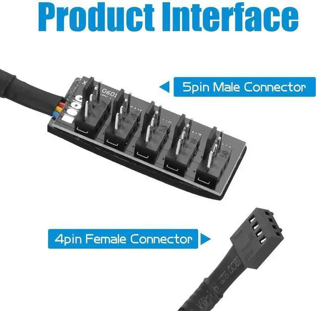 Alt view image 2 of 6 - WRIARICH 2 Pack 1 to 5 Way 4Pin PWM Fan Splitter Cable, Extension Cord for 3Pin/4Pin PC CPU & Case Cooling Fans