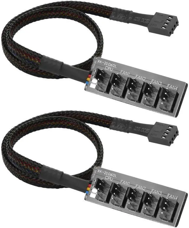Main image of WRIARICH 2 Pack 1 to 5 Way 4Pin PWM Fan Splitter Cable, Extension Cord for 3Pin/4Pin PC CPU & Case Cooling Fans