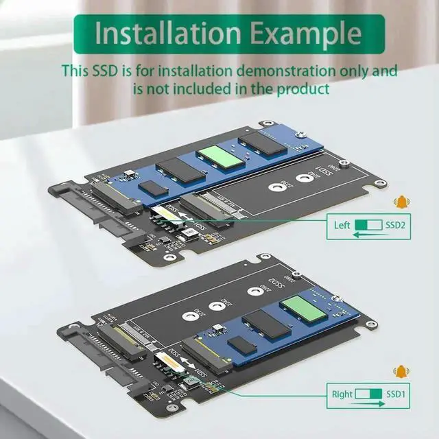 Main image of WRIARICH Dual B Key M.2 NGFF SSD to 2.5" SATA III Adapter, 6Gbps Dual M.2 SATA Converter with Enclosure, Driver-Free