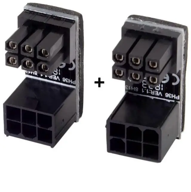 Alt view image 3 of 7 - WRIARICH 2 Pack 180 Degree Angled ATX 6Pin Male to Female GPU Power Adapter Connector, Graphics Card Right Angle Power Turn Plug