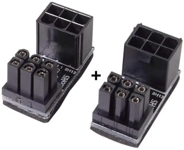 Alt view image 5 of 7 - WRIARICH 2 Pack 180 Degree Angled ATX 6Pin Male to Female GPU Power Adapter Connector, Graphics Card Right Angle Power Turn Plug