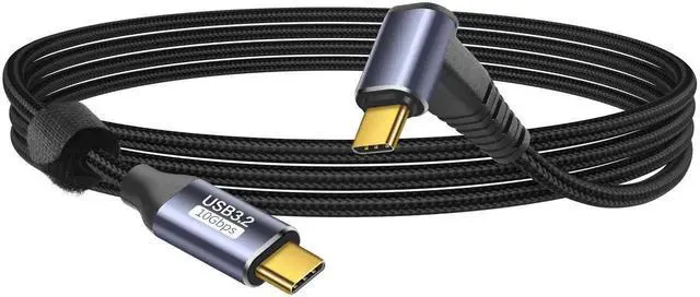 Main image of WRIARICH 90 Degree Right Angle USB-C to USB-C Cable 1M/3.3FT, USB3.1 Gen2 10Gbps Data, 4K@60Hz Video & 100W PD Fast Charging Cord