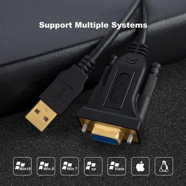 Alt view image 5 of 7 - WRIARICH 3.3FT USB to DB9 Female RS232 Serial Adapter Cable with PL2303 Chip, Black USB Serial Converter for POS Register Modem Scanner CNC Digital Camera