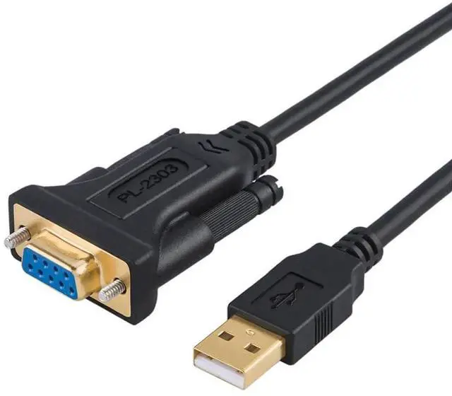 Main image of WRIARICH 3.3FT USB to DB9 Female RS232 Serial Adapter Cable with PL2303 Chip, Black USB Serial Converter for POS Register Modem Scanner CNC Digital Camera