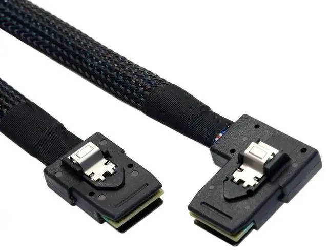 Alt view image 2 of 7 - WRIARICH 80cm Ultra Slim Flat SFF-8087 to SFF-8087 Mini SAS Cable, 36Pin Left 90 Degree Angled Server RAID Data Cable for Storage Backplane & PCIe RAID Controller