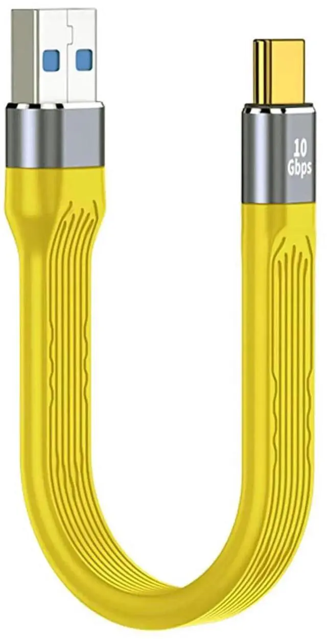 Main image of WRIARICH 13cm Yellow Flat FPC USB 3.1 Gen2 Cable, USB-C Male to USB-A Male 10Gbps High Speed Slim Data Cord for Laptop & Smartphone