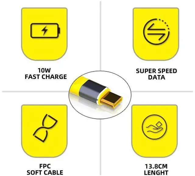 Alt view image 7 of 7 - WRIARICH 13cm Yellow Flat FPC USB 3.1 Gen2 Cable, USB-C Male to USB-A Male 10Gbps High Speed Slim Data Cord for Laptop & Smartphone