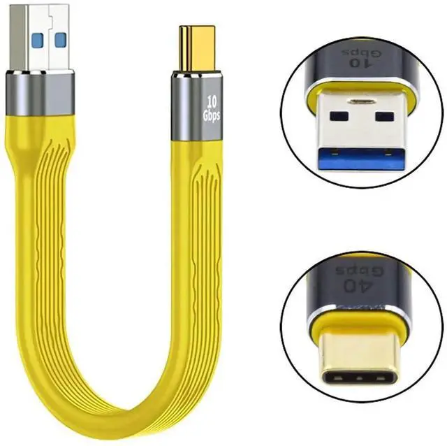 Alt view image 6 of 7 - WRIARICH 13cm Yellow Flat FPC USB 3.1 Gen2 Cable, USB-C Male to USB-A Male 10Gbps High Speed Slim Data Cord for Laptop & Smartphone