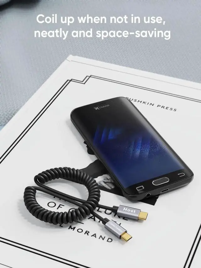 Alt view image 3 of 7 - WRIARICH 4FT/1.2M Coiled USB-C to Micro USB OTG Cable, 480Mbps Charging & Data Cord, Black