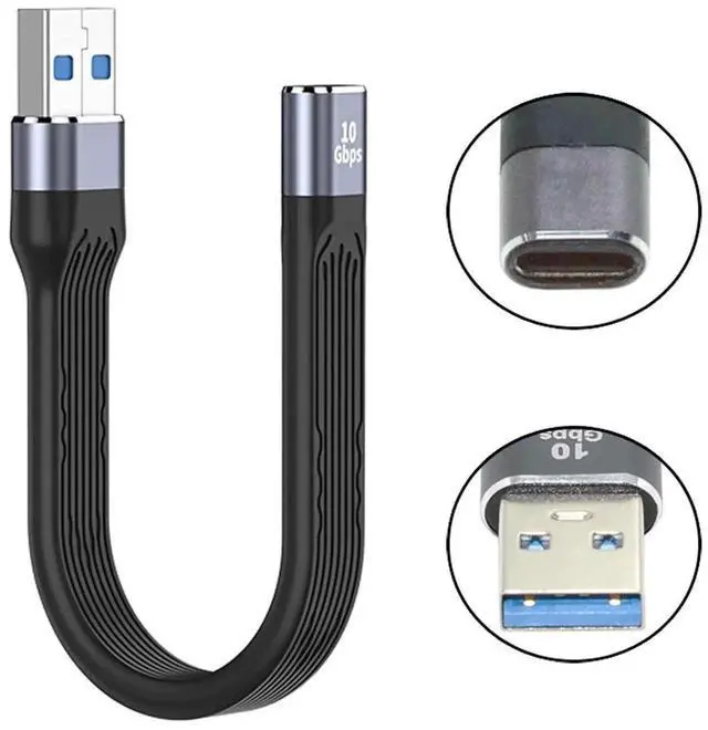 Alt view image 3 of 7 - WRIARICH 13cm Flat Slim FPC Cable, USB 3.1 Type C Female to USB 3.0 Type A Male, 10Gbps Data Transfer for Laptop Phone