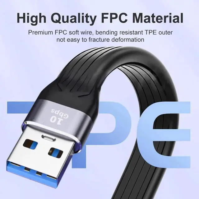 Alt view image 5 of 7 - WRIARICH 13cm Flat Slim FPC Cable, USB 3.1 Type C Female to USB 3.0 Type A Male, 10Gbps Data Transfer for Laptop Phone