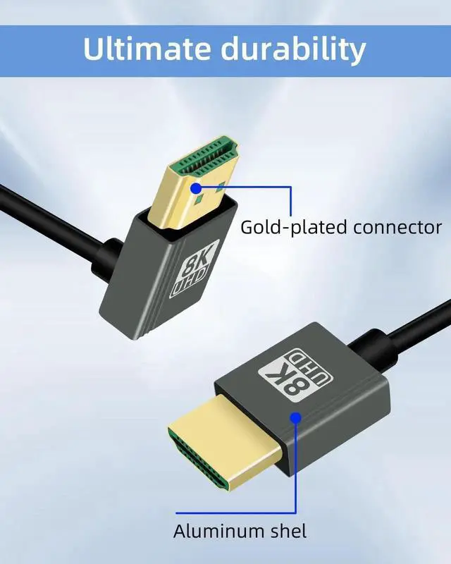 Alt view image 2 of 7 - WRIARICH 2.2FT Down Angle 270° Coiled HDMI 2.1 Cable, 48Gbps 8K@60Hz Spiral Spring Cord for Camera, TV, Capture Card & Tablet