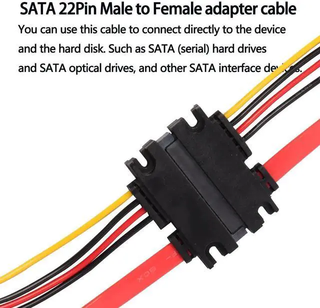 Alt view image 3 of 7 - WRIARICH 2 Pack 50cm 22Pin SATA (7+15) Male to Female Data & Power Combo Extension Cable